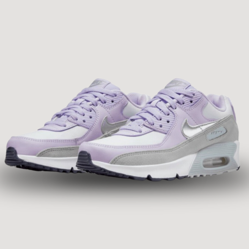 NIKE - AIR MAX 90 - BLANC / ARGENT METALLIQUE MAUVE - JR